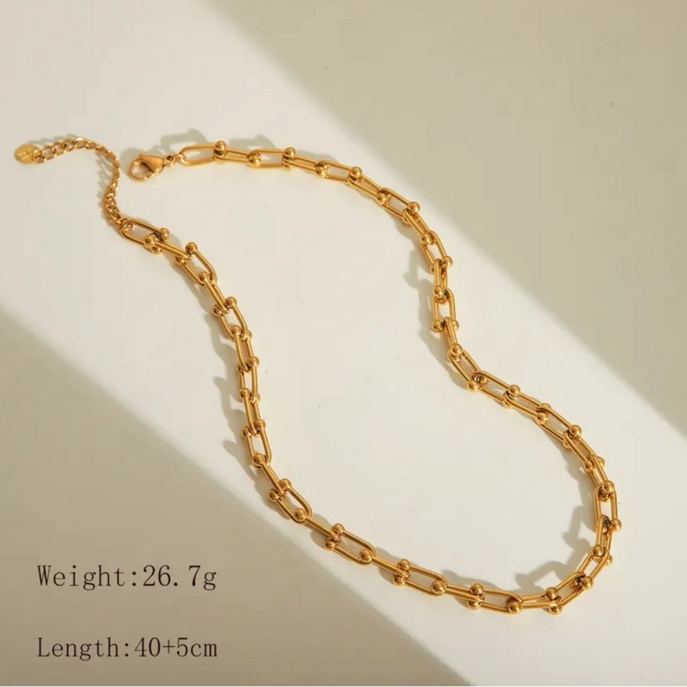 18K  Gold  plated stainless steel paperclip necklace